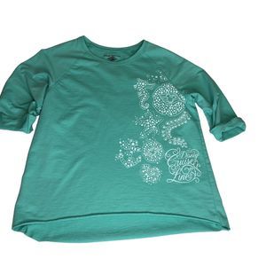 Disney Cruise Line Women’s Size XL Lightweight Sweatshirt Seashells Beach Aqua